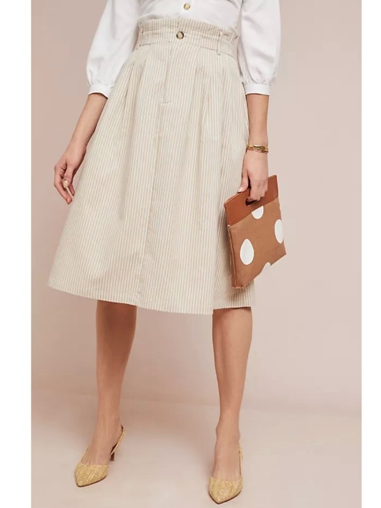 Anthropologie Dresses & Skirts - Anthropologie Cream Pinstriped Midi Skirt